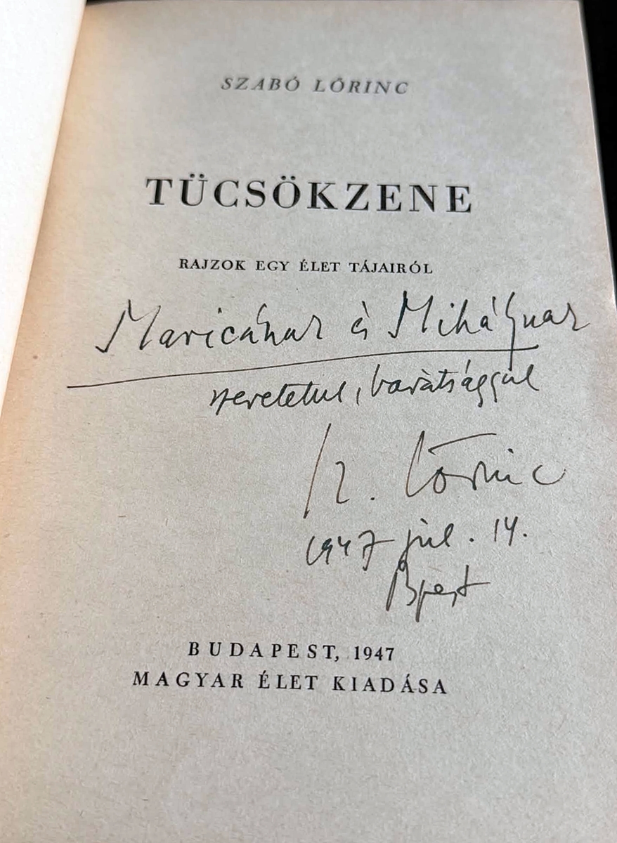 Szabó Lőrinc könyv dedikált